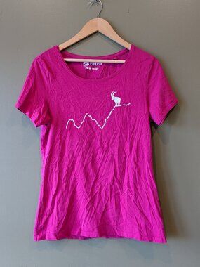 Rafco Pink Scoop Neck T-Shirt XL Organic Cotton Graphic Tee Swiss Mountain Goat